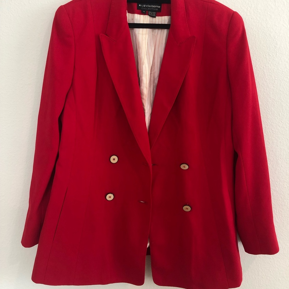 Red Vintage Double-Breasted Liz Claiborne Blazer